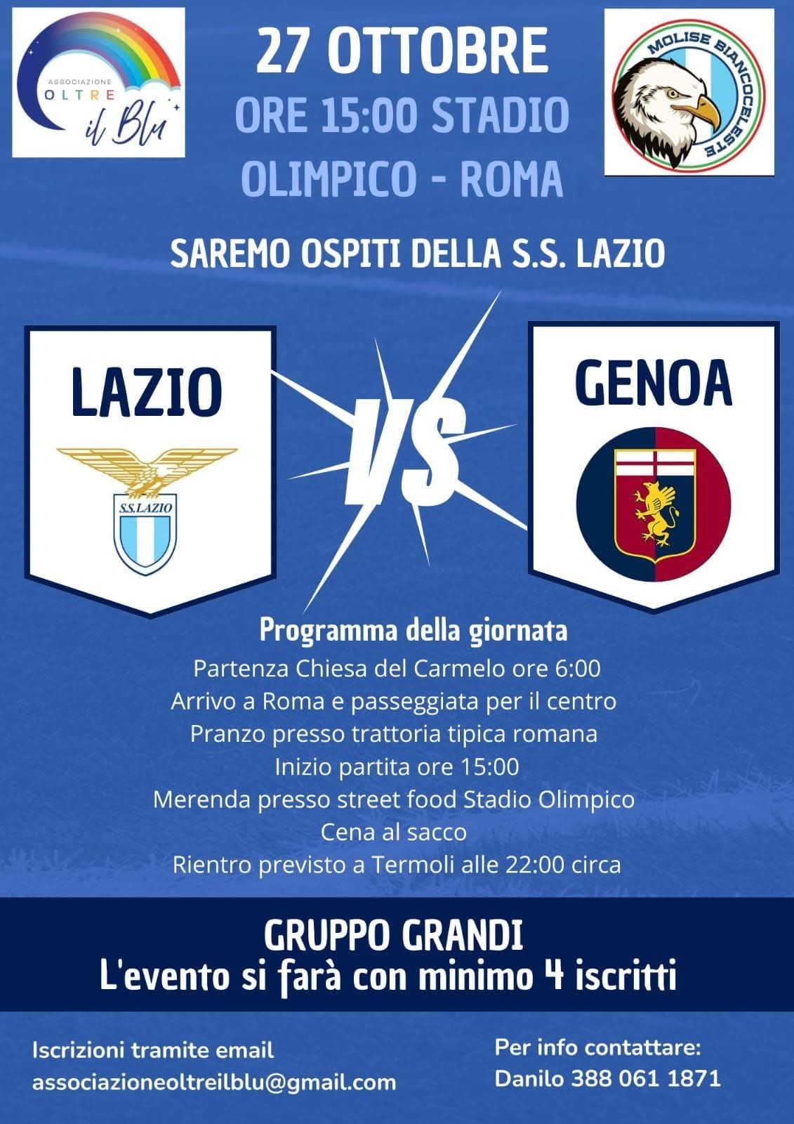 Locandina dell’evento «Lazio–Genoa allo Stadio Olimpico»